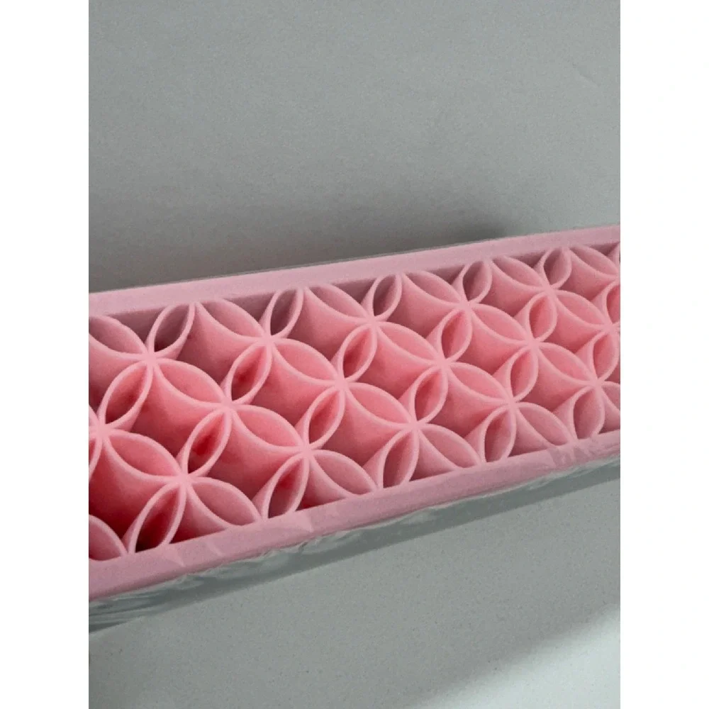 Mary Kay Brush Organizer Pink Silicone Lattice Makeup Tool Holder Black Base NEW